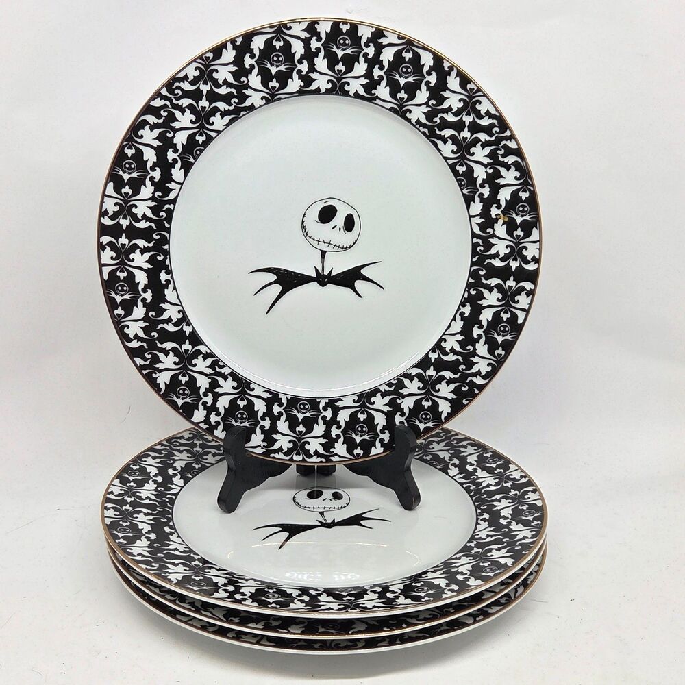 (4) Disney NIGHTMARE BEFORE CHRISTMAS Jack Skellington 10 1/2" Dinner Plates